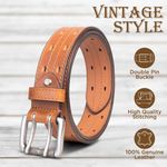 Mens Leather belts double Prong Heavy duty 100% genuine Leather black brown Tan