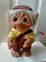 Rare Vintage all original Dam Norfin Golfer Boy troll.White mohair.1977.23cm