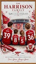 Arsenal Emirates Stadium Personalised Family Print A4 "The Harrison Family"