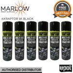 6 x UPOL Raptor 1K Multi-Use Protective Coating Aerosol - 450ml Black Spray