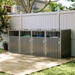 Large Wheelie Bin Storage Wooden Store Cover Garden Rubbish Dustbin 4 Shed Grey