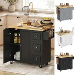 Kitchen Island on Wheels, Kitchen Storage Trolley with Drop Leaf, Drawers