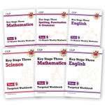 Year 9 Maths, English & Science, 6 Workbook Bundle for ages 13 -14 KS3