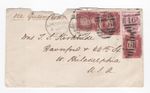 1875 QV 3d ROSE PL15 + THREE 1d RED STAMP PLATE155 ON COVER TO PHILADELPHIA USA
