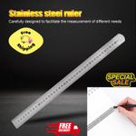 Double Sided Metal Ruler Stainless Steel- 30cm -  12" inches