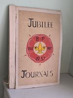 VINTAGE LARGE 1957 BADEN POWELL BOY SCOUTS JUBILLEE JOURNALS - 1-13 AUGUST