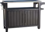 BBQ Side Table, Keter Unity XL 2 Door Storage Table Stainless Steel Worktop Grey