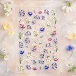 Nail Art Stickers Summer Flowers 5D Pastel Floral Tulip Lavender 3D Daisy 3 Pack