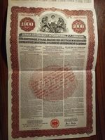 Germany 1930 Anleihe $ 1000 Gold Dollars SPECIAL UK STAMP Uncanceled Loan Bond
