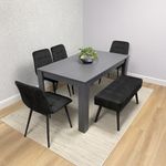 Dining Table and 4 Chairs With Bench 4 Black Velvet Chairs Dining Set