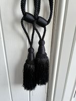 Silky Black Curtain Tie Backs. NWOT