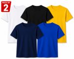2 Pack Boys Girls Plain T Shirts Cotton Short Sleeve PE School Tops Ages 2-14