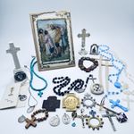 Vintage Christian Religious Job Lot Rosaries Crucifix Medals Lourdes Cross 28Pcs