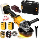 21V 125mm Brushless Cordless Angle Grinder Cutter w/ 2 Battery & Carry Box &Disc