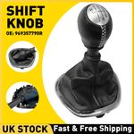 Gear Knob For Vauxhall Vivaro 2014-2019 1x Black Rubber Eco Leather 6+R Gaiter