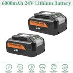 2X 6Ah 24V Lithium-Ion Battery for Greenworks 29807 29322 29837 29852 29842 G-24