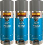3 x Hycote Grey Primer Spray Paint Aerosol Car Multi-Purpose Preparation 400ML