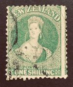 New Zealand Stamps 1864 FFQ 1/- Deep Green - Used (SG 123 £600)