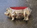 Antique Solid Silver Pig Pin Cushion. L & S 1906. Please Look.  Superb. 