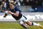 Duhan van der Merwe, Scotland rugby union, signed 12x8 inch photo. COA. Proof.