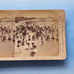 Atlantic City NJ Stereoview C1895 Real Photo USA Victorian Beach Bathing Crowd