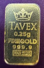 Quarter Gram 1/4g 0.25g 999.9 Pure 24ct Gold Tavex Bar New Ideal Gift 'Tracked'
