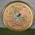 Vintage Framed Chinese Gold Thread on Silk Embroidery Bird on a Branch Rare OOAK