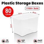 80L Clear Plastic Storage Boxes With Lids Stackable Boxes Home Office Kitchen