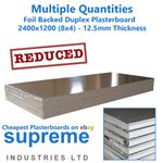 Foiled Back Plasterboard VAPOUR Duplex  2400x1200 12.5mm Thick - FREE DELIVERY