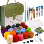 Needle Felting Starter Tool Kit Set Wool Felt 20 Colors Set for DIY Craft Gift