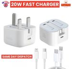 Fast 20W USB-C PD Plug Charger compatible with IPhone 17 16 15 14 13 12 Pro Max