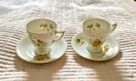 Vintage Polish Jarolina Tea/ Espresso Set Red Rose Gold trim, Polish set of 2
