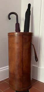 Life of Riley Handmade Leather Umbrella Stand & Walking Stick Holder Deep Brown.