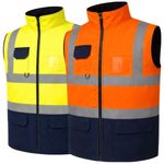 GM Workwear Mens Hi Vis Fleece Lined Reversible Bodywarmer Reflective Vest S-3XL