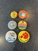 Six Vintage Button Badges Rare Advertising Memorabilia All In Good Condition.