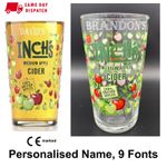 Personalised Inch's Cider 1 Pint Glass Branded 20oz Nucleated Engraved Gift Box