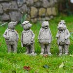 Set 4 Wind in the Willows Stone Statues | Mole Mouse Badger Toad Garden Ornament