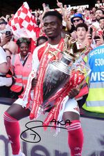 Bukayo Saka Arsenal  2026 Champions Signed Autograph Pre-Print 6x4 PHOTO
