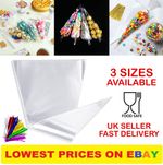 Clear Cellophane Cone Sweet Bags Cello Candy Birthday Kid Party Favor Treat Gift