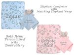 Elephant Comforter Matching Blanket BOTH ITEMS PERSONALISED with embroidery
