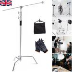 Heavy Duty 10ft C Stand Light Boom Gobo Arm Grip Head Stainless Steel 1/4" 3/8"
