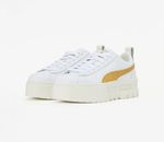 Puma Mayze Lux Wns White Gold Leather Platform Womens Trainers UK Size 6 New Box