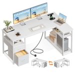 Corner Computer Desk with Drawers and Shelves 140×80 cm White L Shaped Office