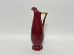 Shawnee Pottery Maroon Red and Gold Pitcher Vase Ewer with Handle, USA