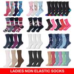 Womans Diabetic Socks Ladies Non Elastic Gentle Loose Top Soft Grip 6/12 Pairs