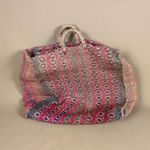 Woven Jute Basket Slouchy Soft Handled Boho Storage Bag Natural Textile