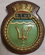 HMS Otus - Ship Crest Plaque Badge – Hand-Painted, Solid Mahogany Mount, 290g