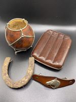 Vintage leather  Cigar Holder Horse Shoe metal Cup Hair Clip