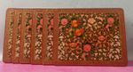 Kashmiri  Papier Mache Set Of 6 Table Mats Placemats Red Painted Florals Glossy
