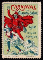 1912 France Poster Stamp Carnival Of Chalon-Sur-Saône February 18, 19, 20